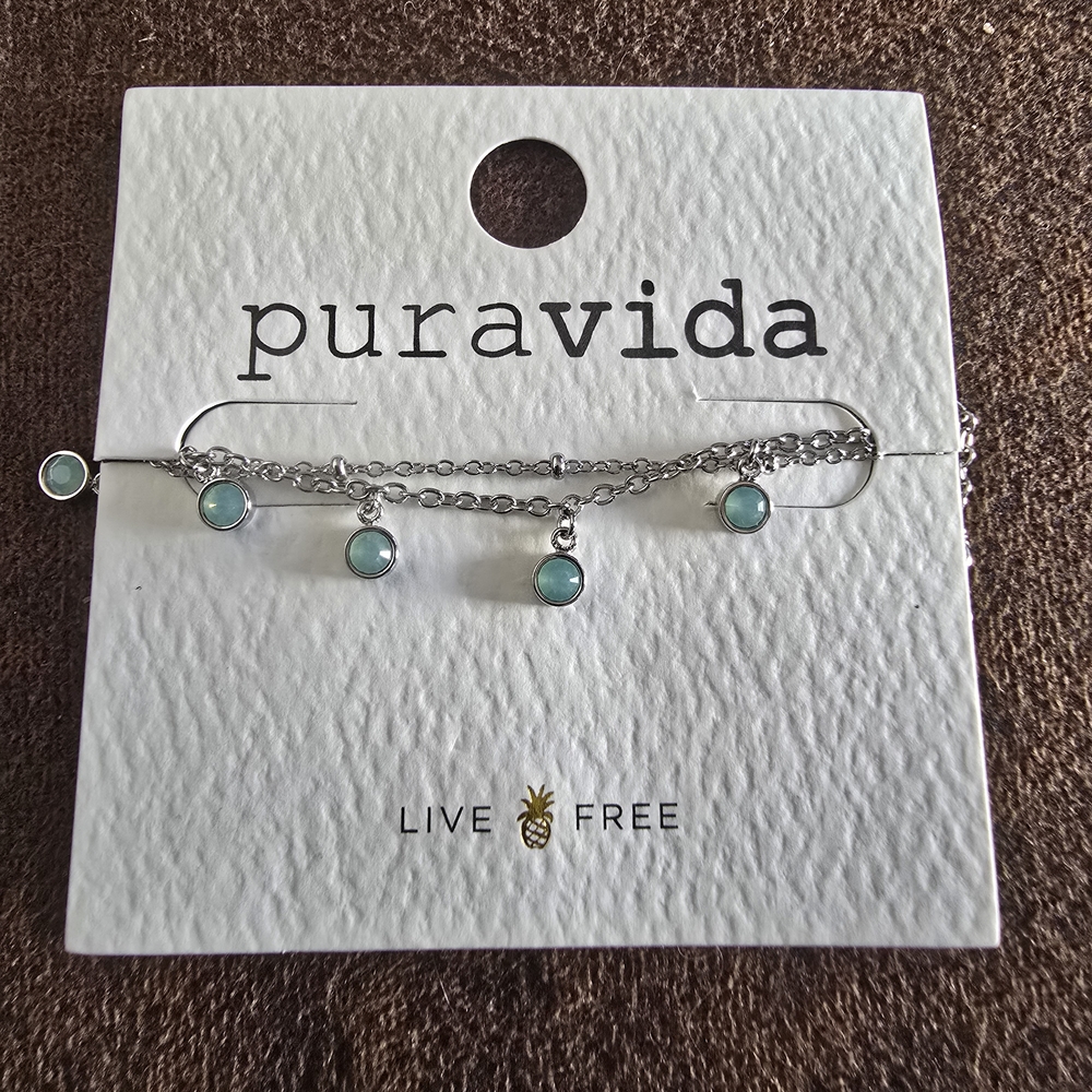 Pura Vida Silver Bracelet with Turquoise Charms